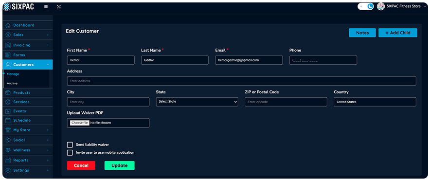 Business dashboard